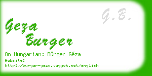 geza burger business card