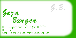 geza burger business card